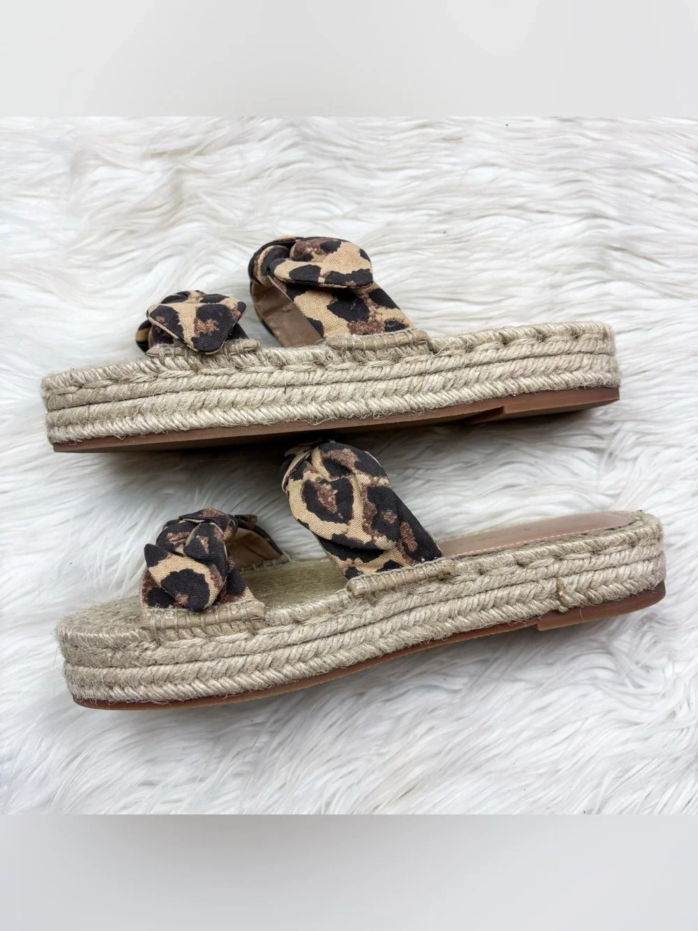 Loeffler Randall Leopard Print Bow Espadrille Sandals in Tan and Black